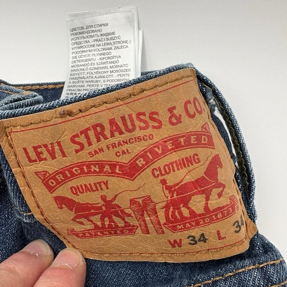 Levi's Strong Jeans Mens 34x34 Blue Western Fit Straight Leg Stretch 37681-0030